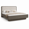 Polsterbett 180 x 200 cm in Taupe und Beige mit MDF-Rahmen und gepolstertem Kopfteil