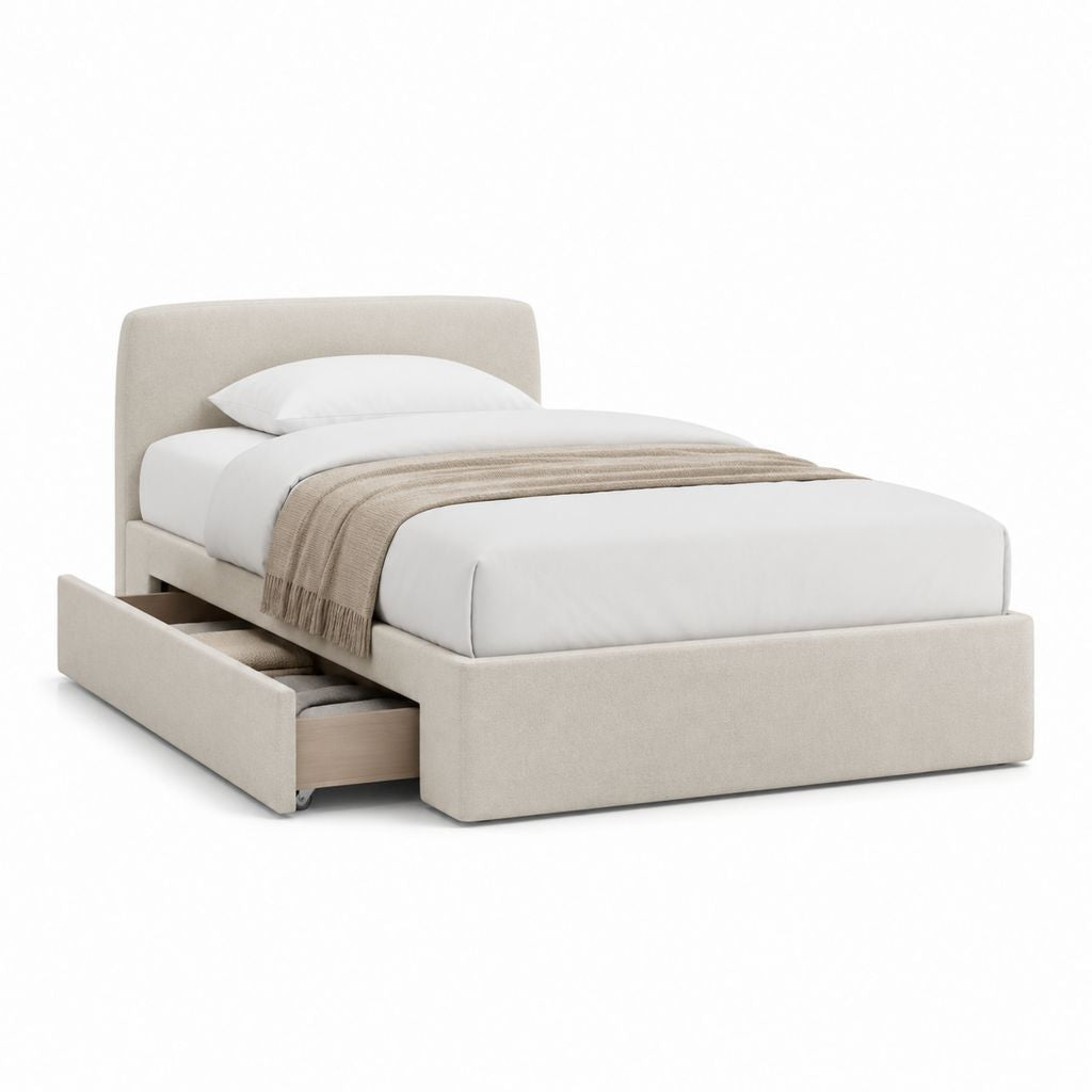Polsterbett mit Schublade Beige Polyester 90 x 200 cm