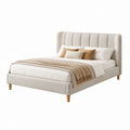 Polsterbett Doppelbett Beige Polyester Rechteckig mit Kopfteil 160 x 200 cm