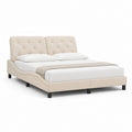 Polsterbett Doppelbett Beige Polyester mit gepolstertem Kopfteil 180 x 200 cm