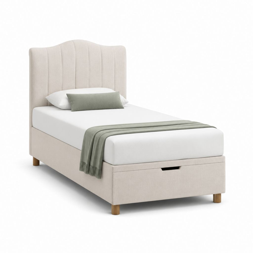 Polsterbett mit Stauraum Beige Polyester Rechteckig 90 x 200 cm