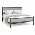 Doppelbett Bettgestell 160 x 200 cm Grau Schwarz aus pulverbeschichtetem Stahl mit Polyesterpolsterung