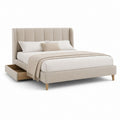 Polsterbett mit Schublade Beige Polyester 160 x 200 cm