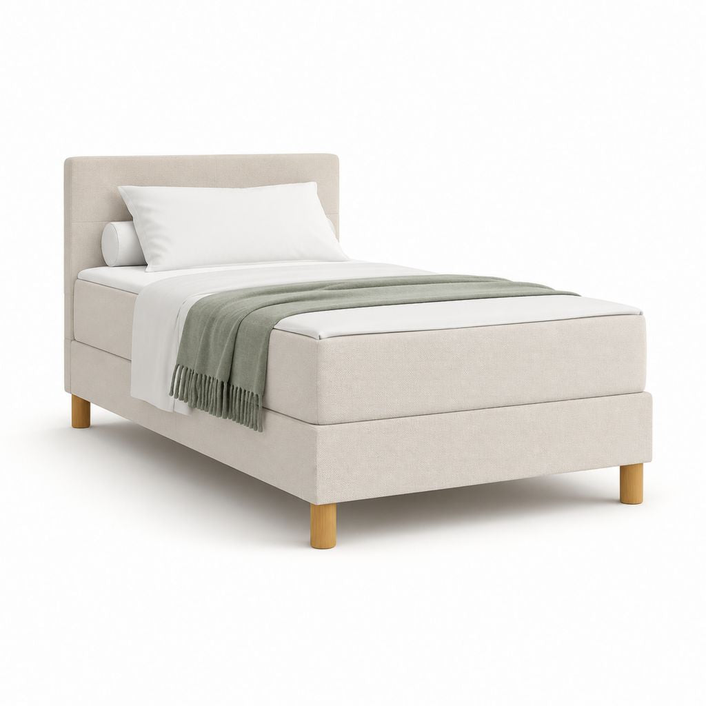 Polsterbett Bettgestell Beige Polyester Rechteckig 90 x 200 cm