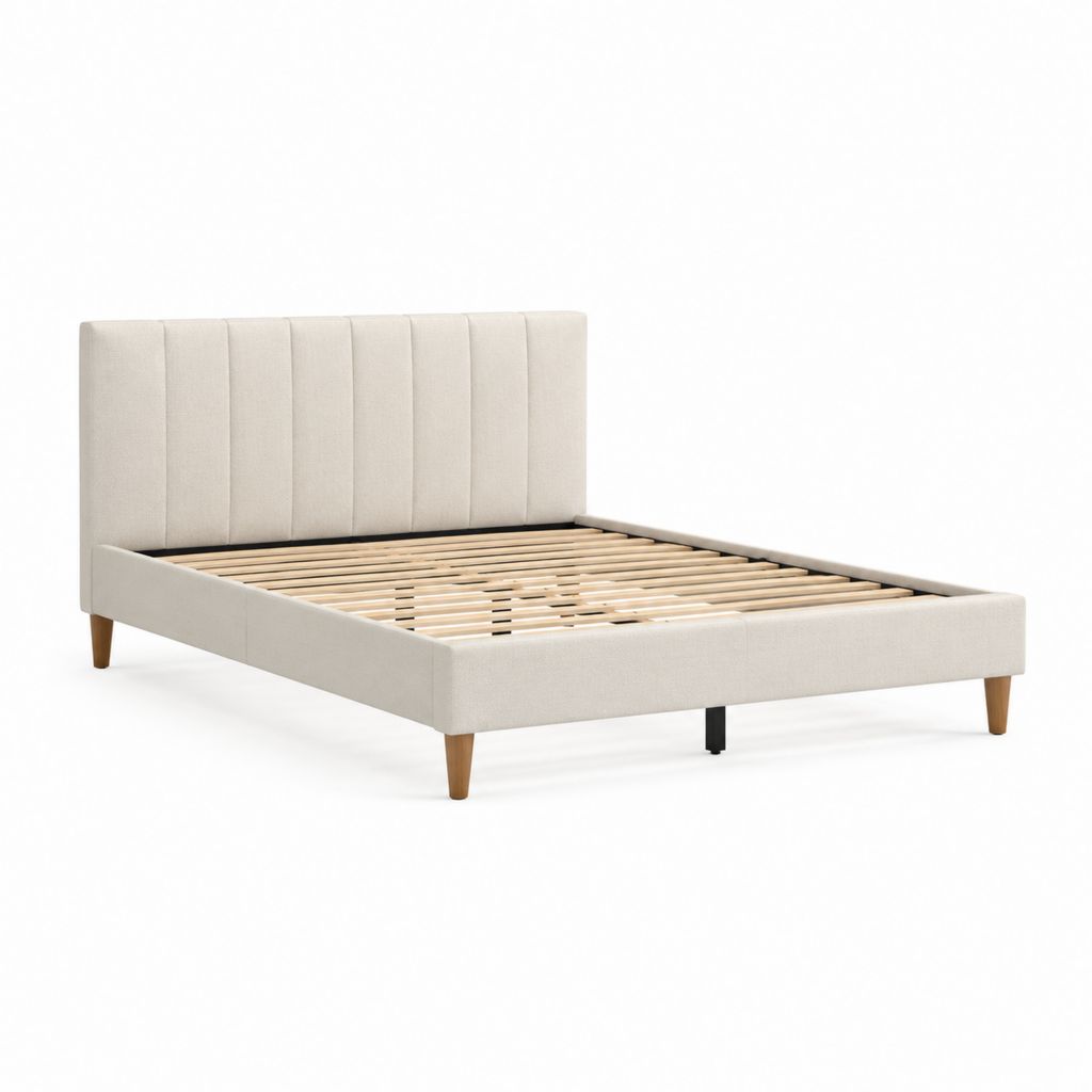 Polsterbett Doppelbett Beige Polyester Rechteckig mit Lattenrost 160 x 200 cm