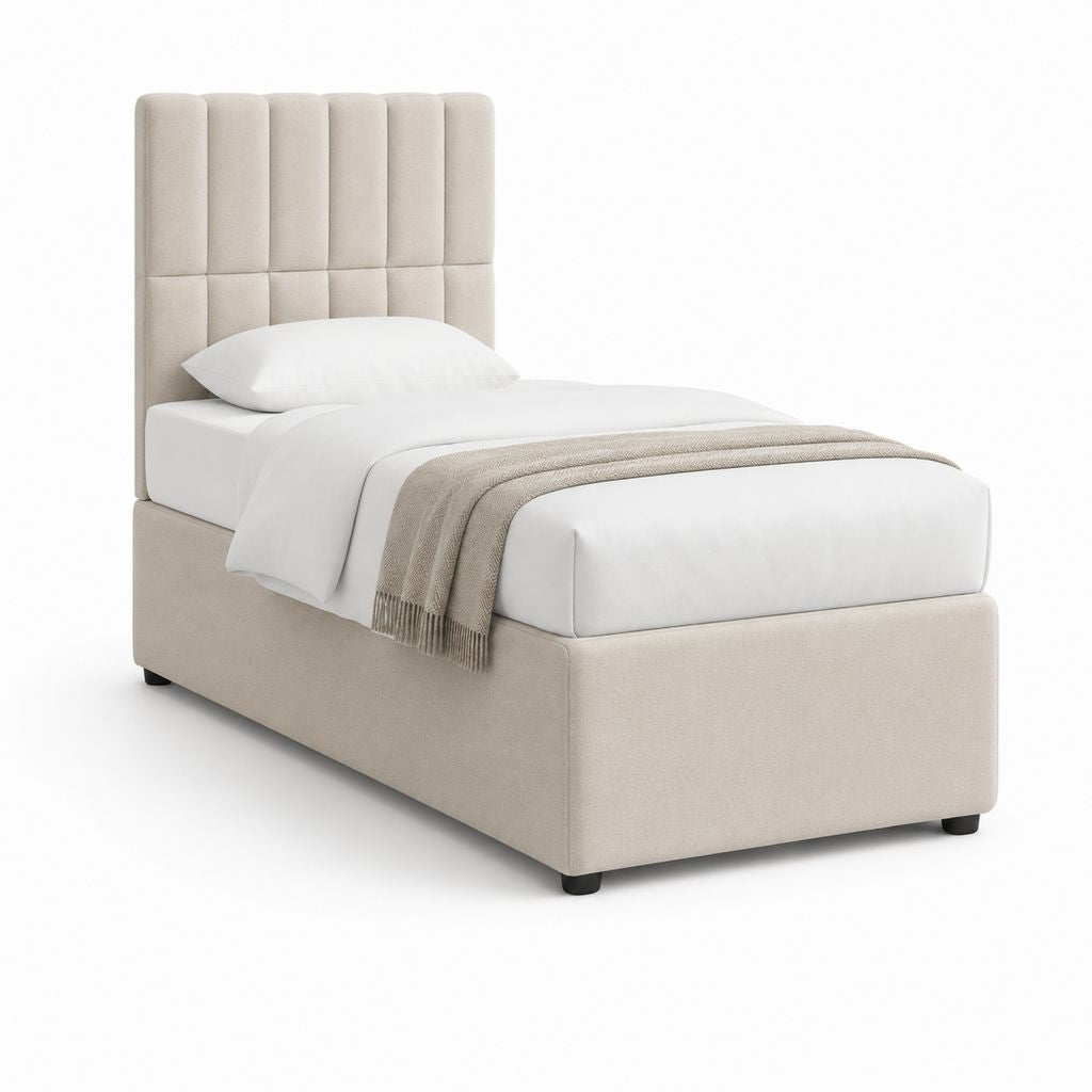 Polsterbett Beige aus Polyester mit gepolstertem Kopfteil 90 x 200 cm