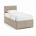 Polsterbett Einzelbett Beige Polyester rechteckig mit Kopfteil 90 x 200 cm