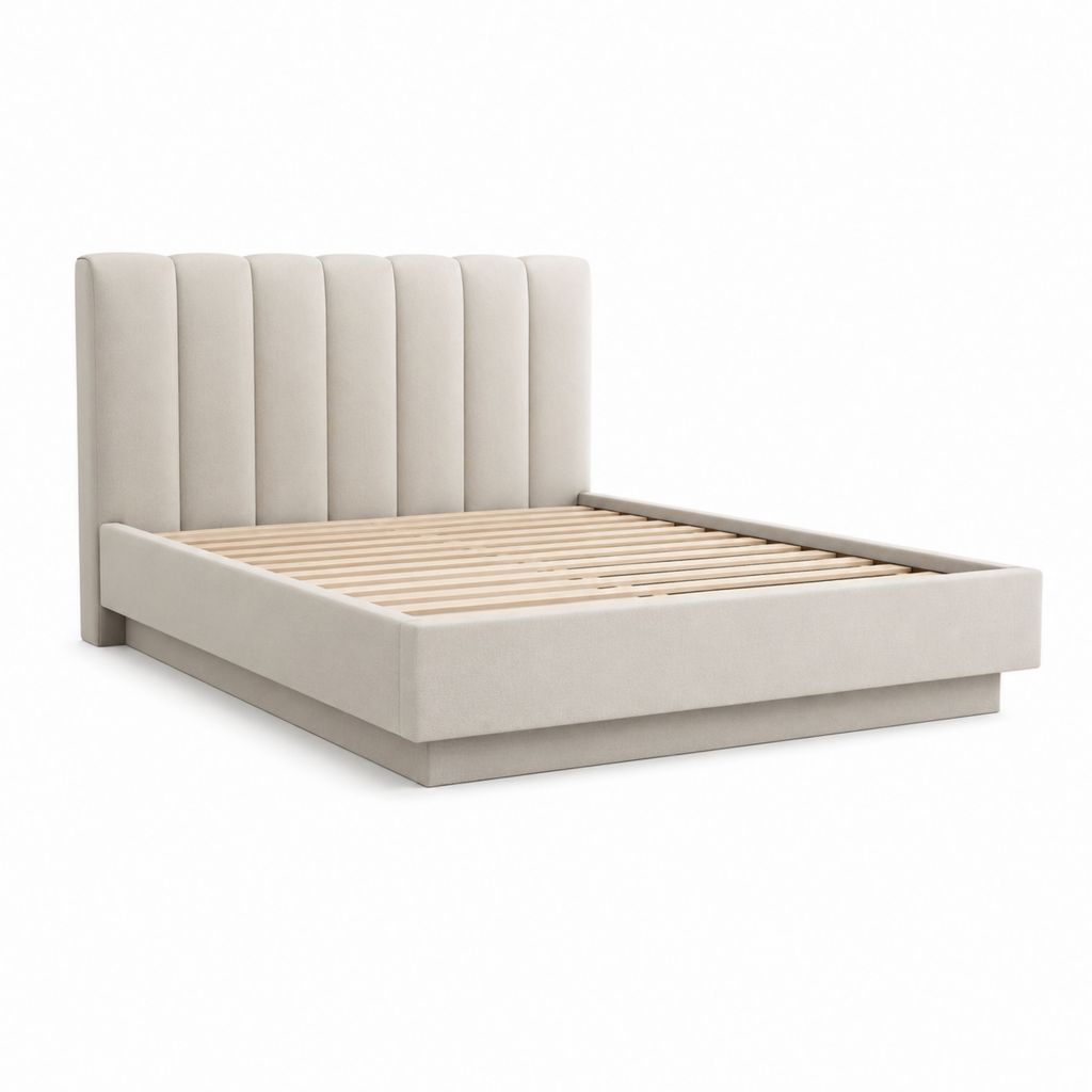 Polsterbett Doppelbett Beige Polyester Rechteckig mit Lattenrost 160 x 200 cm